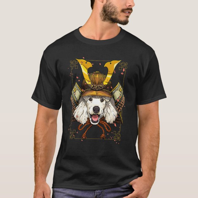 Japan Samurai Pudel Hund Pet Japanska Warrior Buss T Shirt (Framsida)
