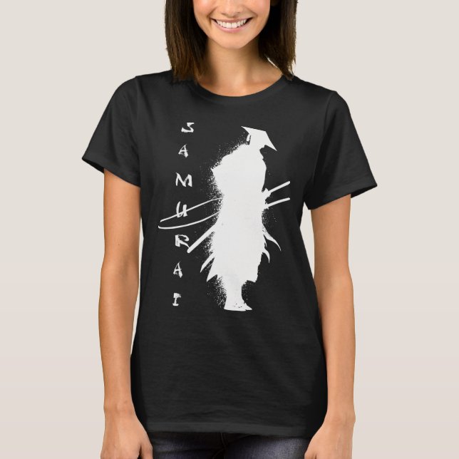 Japan samuraj krigare katana svärd strid med halm t shirt (Framsida)