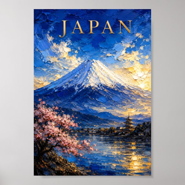 Japan: Scenic Spring Mount Fuji Art Souvenir Poster (Framsidan)