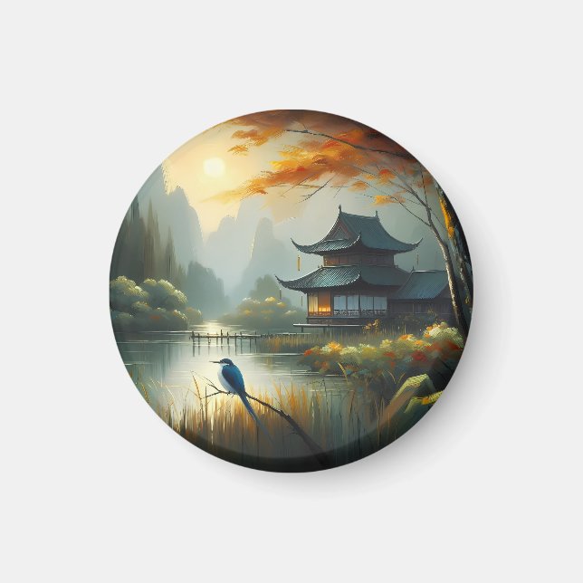 Japan Sjö Fågel 1 - Canvas Magnet (Framsidan)