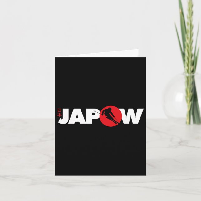 Japan Ski Shirt Japow Powder Skiing Japansk Flagga Kort (Framsida)