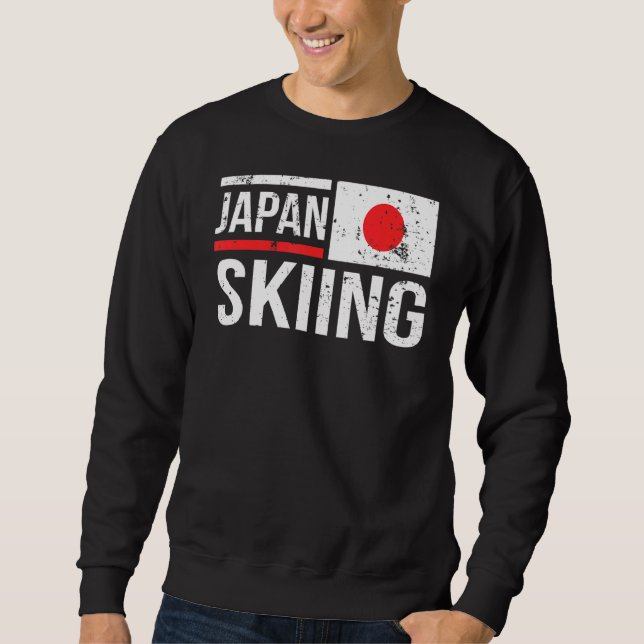 Japan Skiing Skier Tävling Snö bergsvinter vid Fla Lång Ärmad Tröja (Framsida)