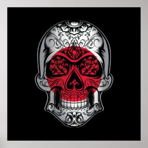 Japan Skull och Ro Flagga Poster