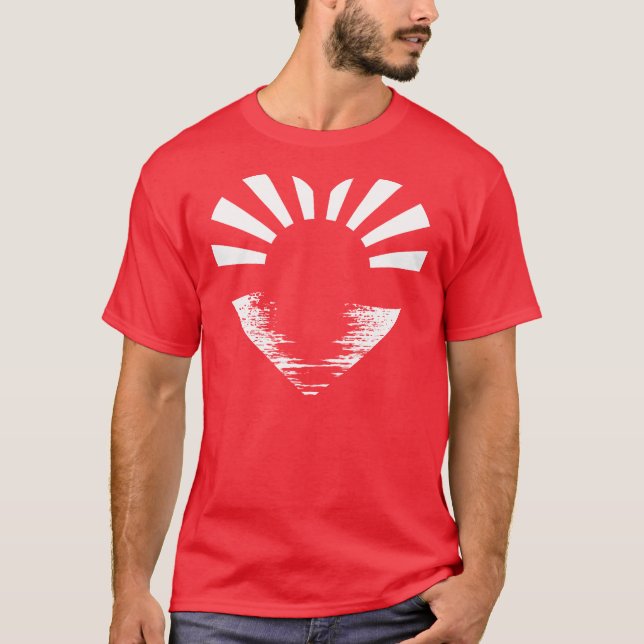 Japan soluppgång (vit på röd manar) t-shirt (Framsida)