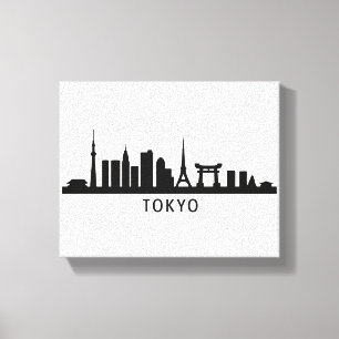 Japan Stadsscen Travel Tokyo Siluett Canvastryck