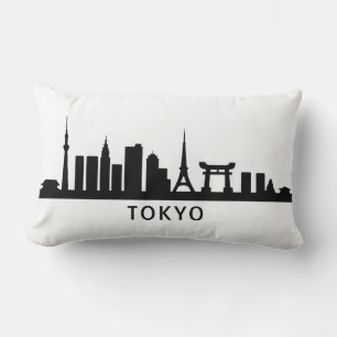 Japan Stadsscen Travel Tokyo Siluett Lumbarkudde