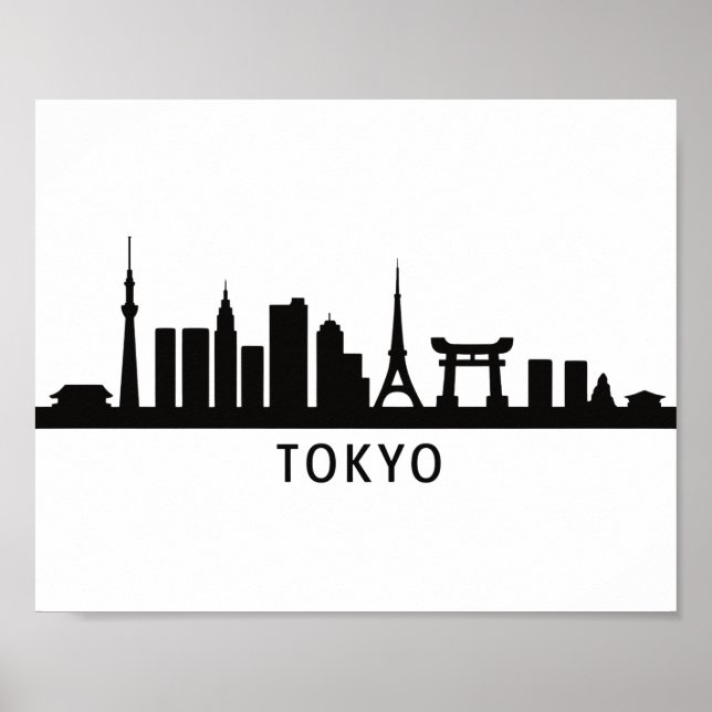 Japan Stadsscen Travel | Tokyo Skyline Silhuett Poster (Framsidan)