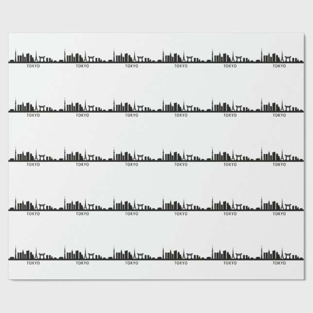 Japan Stadsscen Travel | Tokyo Skyline Silhuett Presentpapper (Platt)