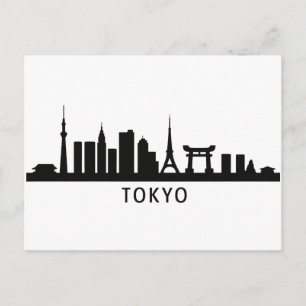 Japan Stadsscen Travel Tokyo Skyline Silhuett Vykort