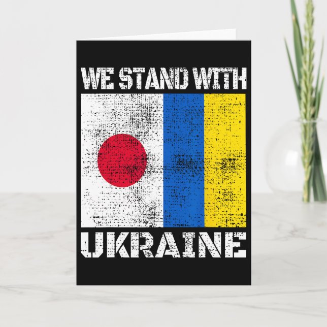 Japan Stöder Ukrainsk Flagga Vi Står Med Ukraina Kort (Framsida)