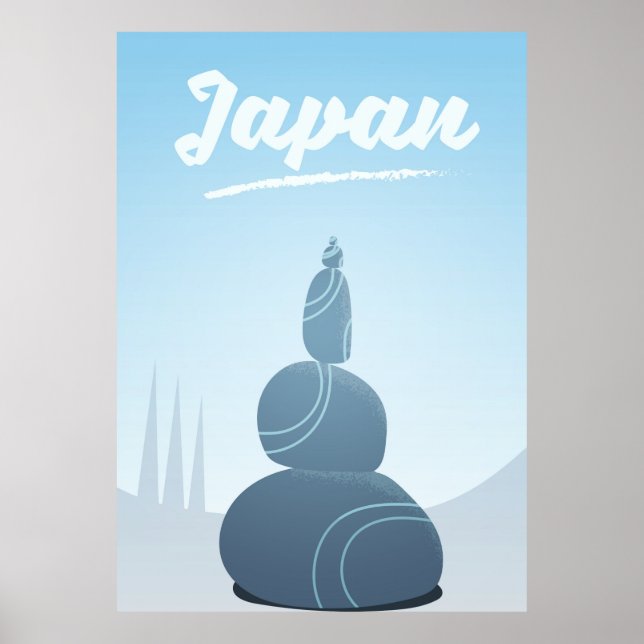 Japan Stones Stacks i landskapet. Poster (Framsidan)