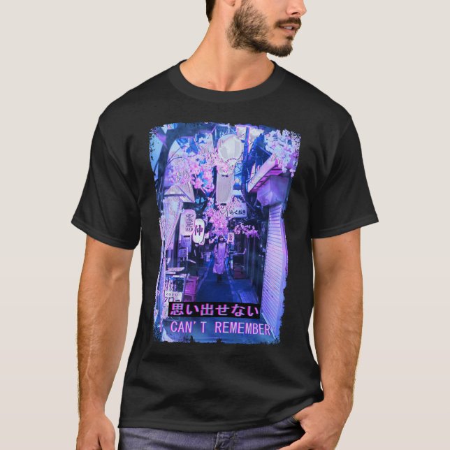 Japan Street Mode Vaporwave Glitch Tokyo Natt T Shirt (Framsida)