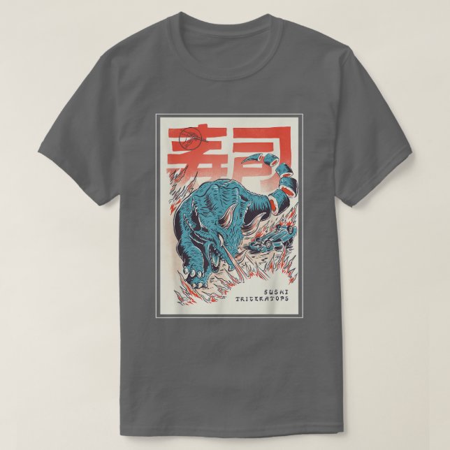 Japan Sushi Dinosaur Triceratops Japanska Food Ani T Shirt (Design framsida)