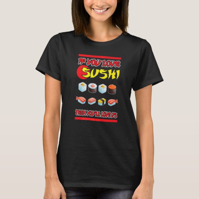 Japan Sushibar Middag Wasabi Temaki Sushiman Daiko T Shirt (Framsida)