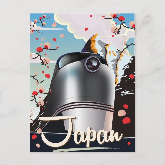 Japan Tåg vintage resor poster. Vykort (Framsida)