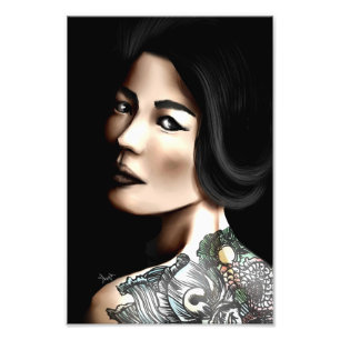 Japan tatuerad kvinna fototryck