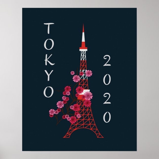 Japan Tokyo 2020 Sakura & Torn Poster (Framsidan)