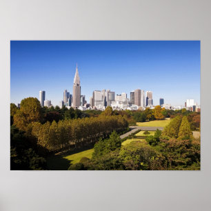 Japan. Tokyo. Shinjuku stadsdistrikt panorama och Poster