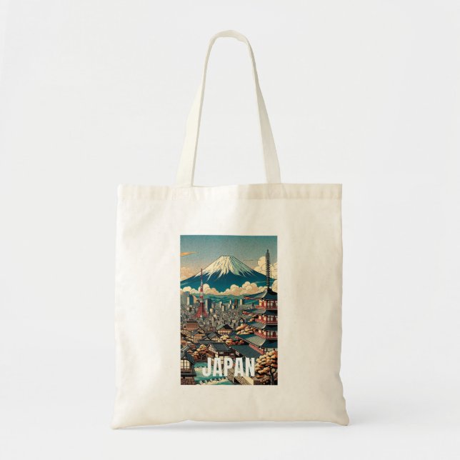 Japan Tokyo Tote Bag - Iconic Illustrations Tygkasse (Framsidan)