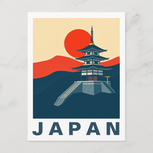 Japan Travel Art Pagoda Temple Vykort (Framsida)