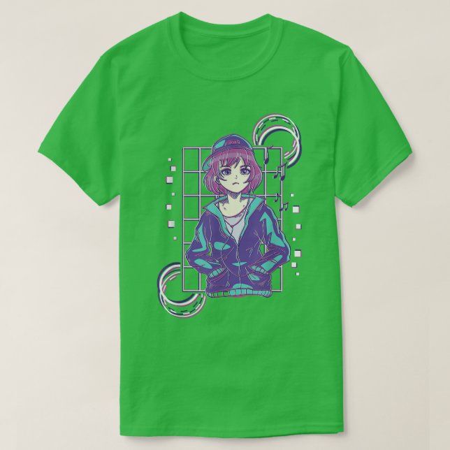 Japan Vaporwave och Vaporwave med Vaporwave-flicka T Shirt (Design framsida)