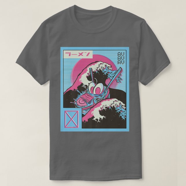 Japan Vaporwave Otaku Underbar Wave Kanagawa Ramen T Shirt (Design framsida)