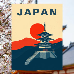 Japan Vintage Resa Konst Pagodtempel Vykort