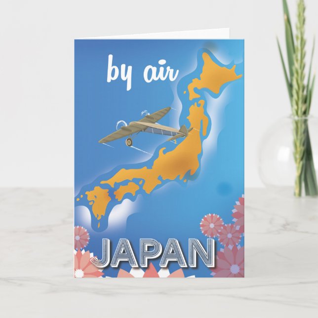 Japan vintage resemålningaffisch helgkort (Framsida)