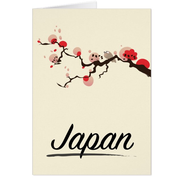 Japan vintage reseplakat. hälsningskort (Framsidan)