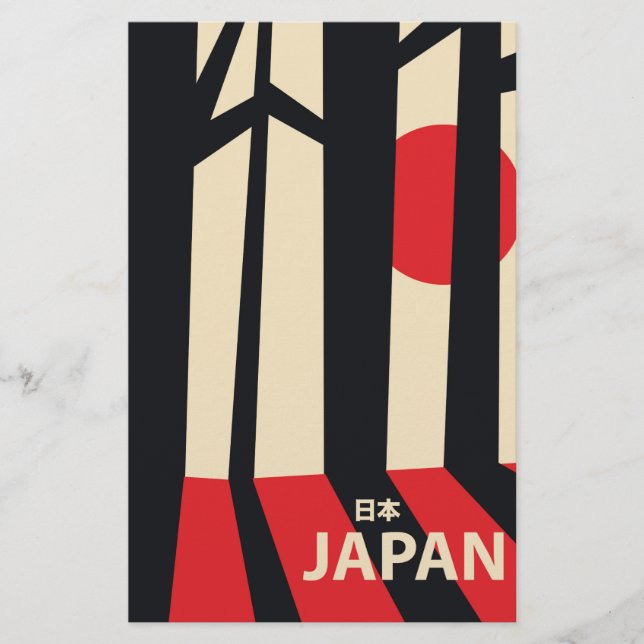 Japan vintage skog resa affisch. brevpapper (Framsida)