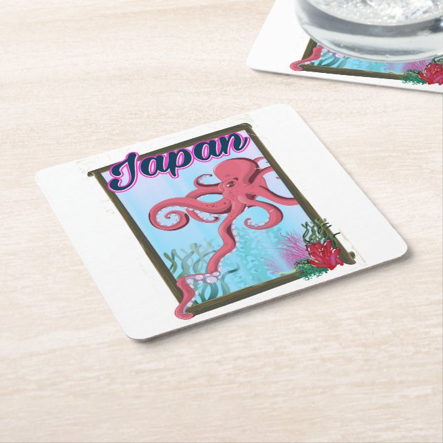 Japan vintage stil reseaffisch underlägg papper kvadrat (Vinklad)
