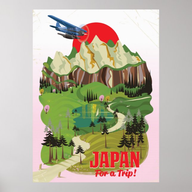 Japan vintage stil reseskylt poster (Framsidan)