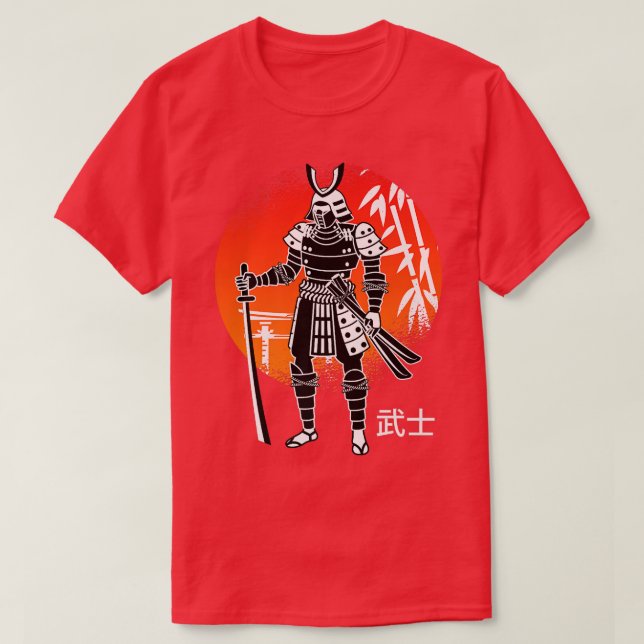 Japan Warrior Samurai Fighter Japan T Shirt (Design framsida)