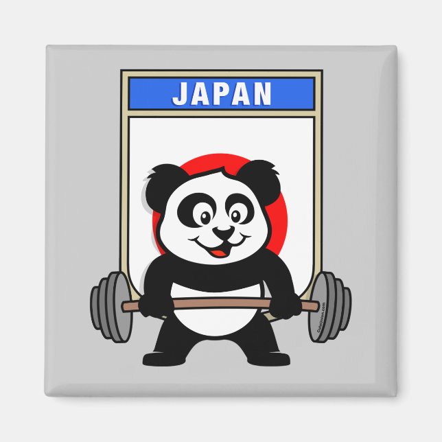 Japan Weightlyftande Panda Magnet (Framsidan)