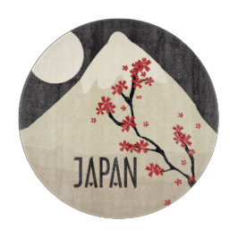 Japan with Mountain Moon and Maple Tree Graphic