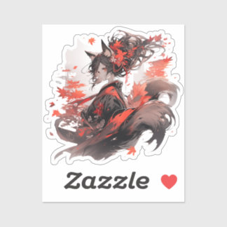 Japan Yokai Art-Fox Girls Klistermärken
