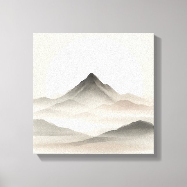 Japandi Abstract Mountain Art for Quiet Interiors Canvastryck (Framsida)