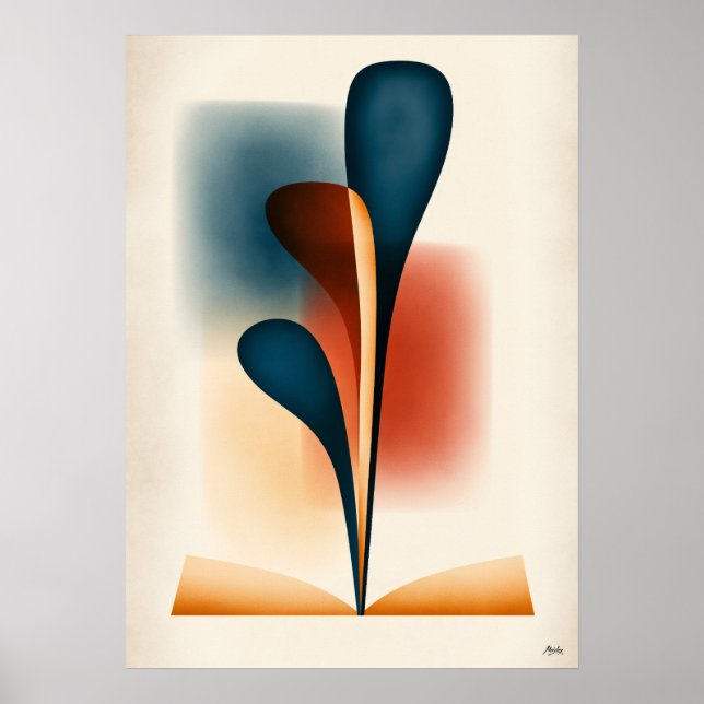 Japandi Abstrakt Bokkonst med Organisk Skogsform Poster (Framsidan)