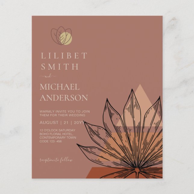 Japandi Abstrakt Scandinavian Geometric Bröllop Flygblad (Framsidan)