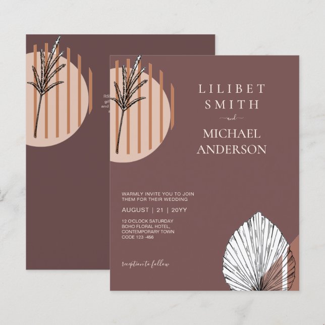 Japandi Bröllop Scandinavian Abstrakt Geometric (Fram/baksida)