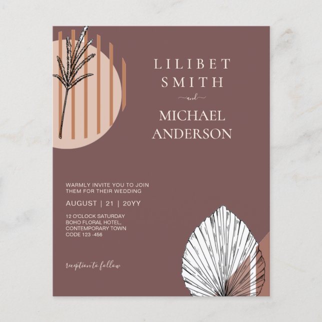 Japandi Bröllop Scandinavian Abstrakt Geometric Flygblad (Framsidan)