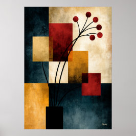 Japandi Ikebana Geometrisk Abstrakt Väggkonst