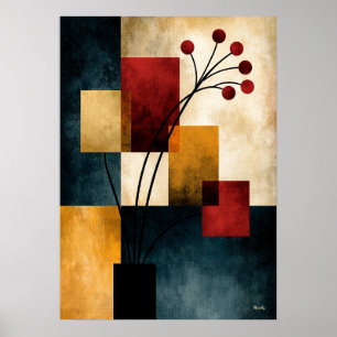 Japandi Ikebana Geometrisk Abstrakt Väggkonst