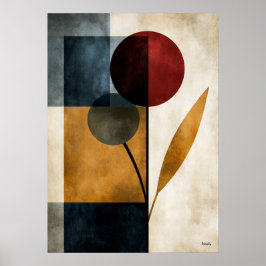 Japandi Ikebana Geometrisk Abstrakt Väggkonst