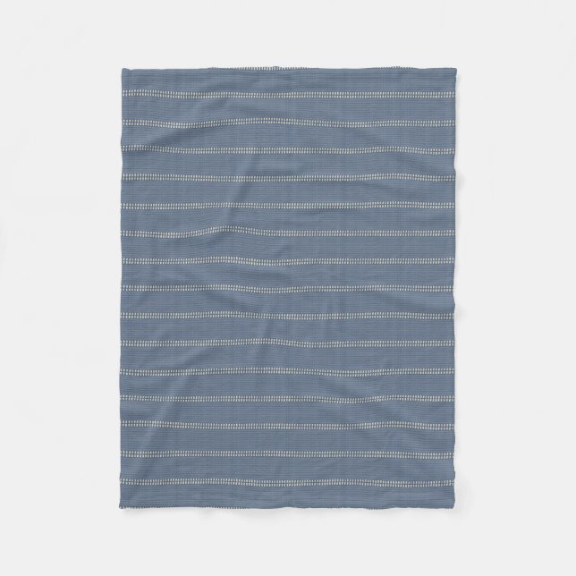Japandi marinblå denim linjer neutral geometrisk fleecefilt (Framsidan)
