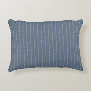 Japandi marinblå denim linjer neutral geometrisk prydnadskudde