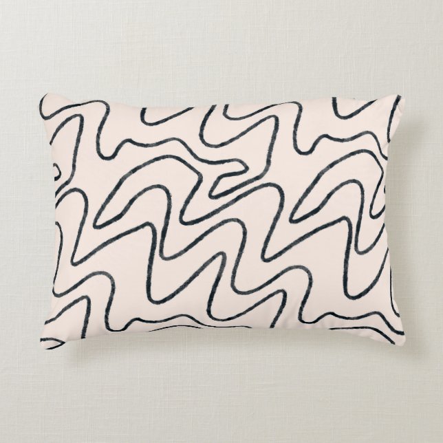 Japandi Minimalist Brush Stroke Pattern in Cream a Prydnadskudde (Framsidan)