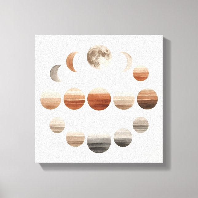 Japandi Moon Phases Back to School Wall Art Canvastryck (Framsida)