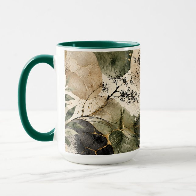 Japandi Moss Stone Morning Koppmugg Estetik Mugg (Vänster)