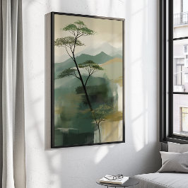 Japandi Mystic Peaks Wall Art Skriv ut Poster
